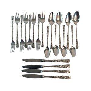 1847 Rogers Bros Navaho Stainless Steel Flatware Four 5 Piece Place Settings
